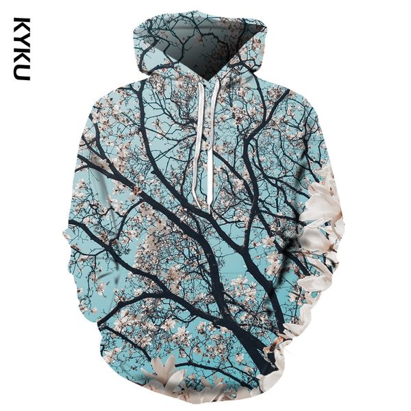 

new arrival casual hoodie spring / autumn hooded sweatshirt 3d printed tree hoodie and some mixed elements, Black
