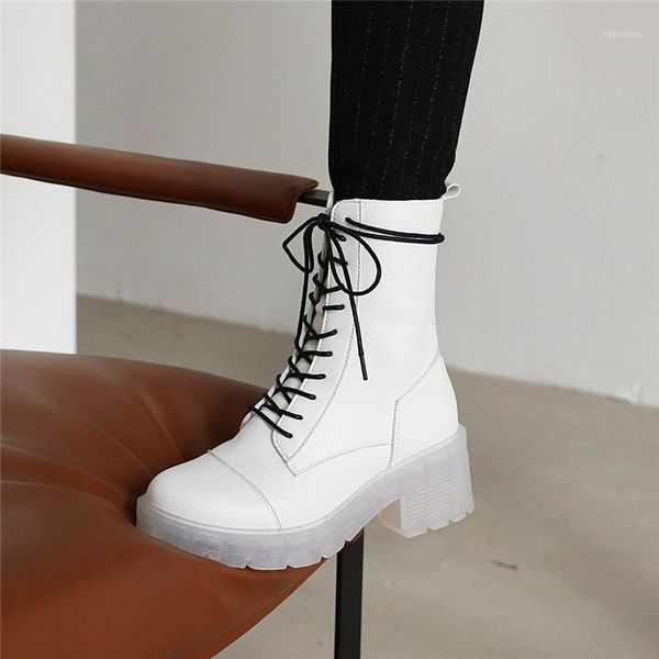 

boots ymechic punk motorcycle 2021 soft pu leather women white ankle booties female autumn winter shoes woman drop 1, Black