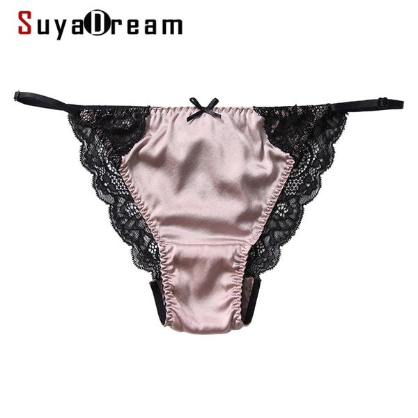 

women lace g string 92%mulberry silk 8%spandex panties for women hipster thong tanga calcinha briefs underwear 201112, Black;pink