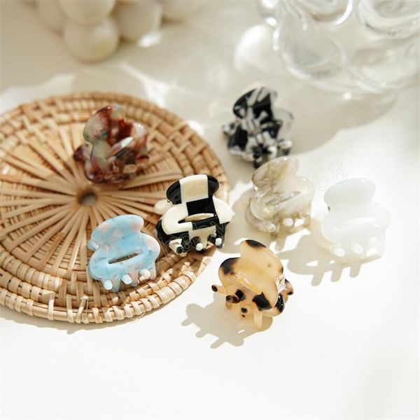 

woman leopard printed mini hair clips acetate barrttes women hair claws hairpins girls hairgrip women's hair accessories, Slivery;white