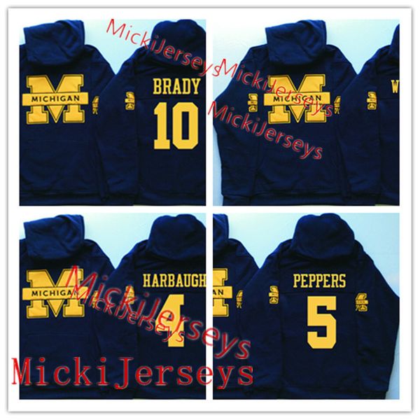 

mens michigan wolverines tom brady hoodie charles woodson jabrill peppers desmond howard jim harbaugh michigan wolverines hoodie, Black