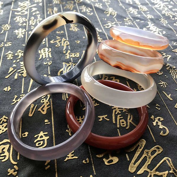 

agate and chalcedony micro defect bracelet accessories test ring mouth handmade diy women's model, Slivery;golden