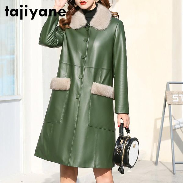 

collar sheepskin down coat female genuine leather jacket winter coat women clothes 2020 korean vintage long zt4923, Black