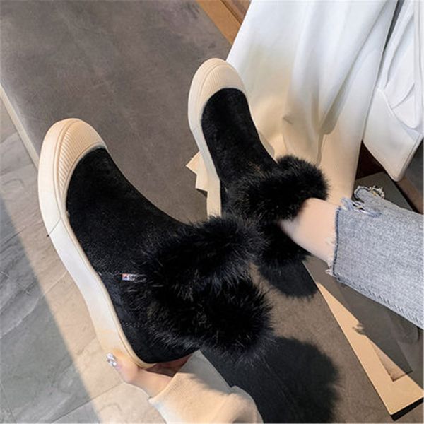 

wool 2021 new heavy winter korean short boots women's cotton shoes thick soles lyov, Black