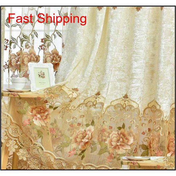 

european embroidered velvet window curtains for living room high-end custom classic villa flat cur jllxnd home003