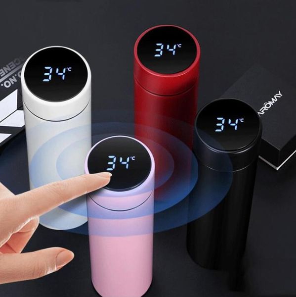 

new fashion smart mug temperature display vacuum stainless steel water bottle kettle thermo cup with lcd touch screen gift cup fy4122