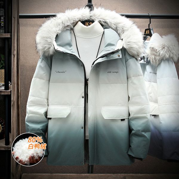 

пуховик мужской короткий 2020 зимой новый постепенно меняет цвет студентов зимы пальто прилив бренда тепло, Black