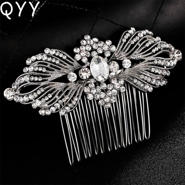 

qyy 2019 fashion rhinestone for wedding hair accessories women hair comb clips bride hair jewelry bridal for women wmtrre rimmer, Silver