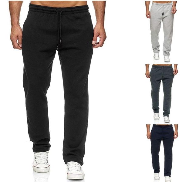 

fashion loose man casual pants sports solid fleece jogger sweatpants male hja675, Black