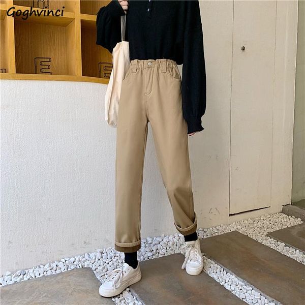

jeans women loose straight-leg cowboy denim trousers high-street casual elastic-waist thicken ulzzang vintage simple all-match, Blue