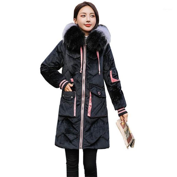 

new winter women's parkas joker over the knee thickening padded jacket ms han edition cotton padded coatn m-3xl1, Black