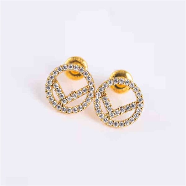 

85% off factory clearance high version classic double round full diamond earrings women's fashion simple hollow earrings, Golden