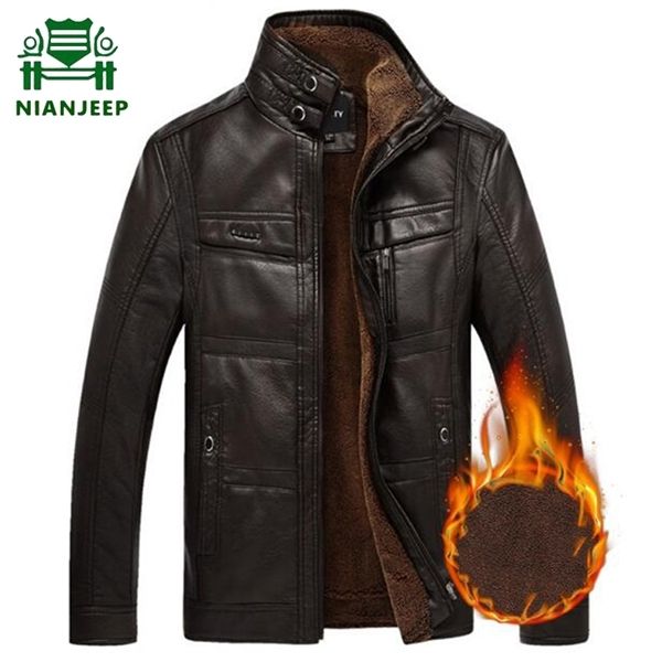

brand winter warm faux fur leather jackets men thick outwear windbreaker pu jacket jaqueta de couro masculina c1103, Black;brown