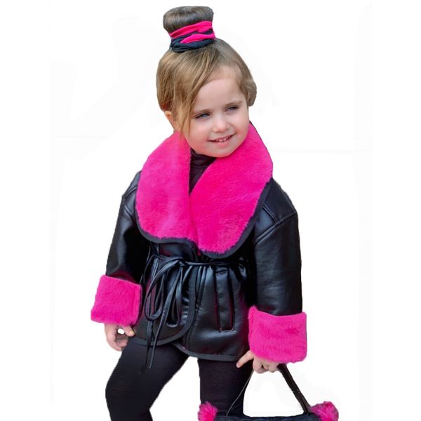 

pu for kids winter with toddler girls outerwear faux rabbit fur leather jackets c1012, Blue;gray