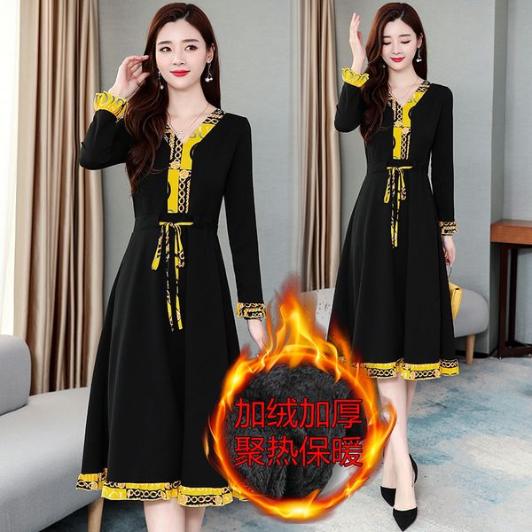 

Thermal Winter Plus Size Dressed to Keep Hot with Low v Long Casual Dress Swing Party for Women 9xwp, Black;gray