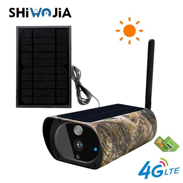 

shiwojia outdoor solar ip camera wifi infrared 4g sim card pir video 1080p solar battery wireless hunting surveillance camera