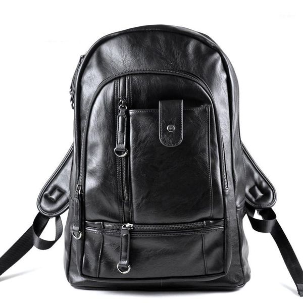 

backpack men vintage pu leather lapschool bookbag for men1