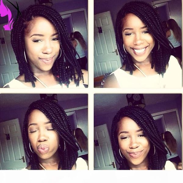 

10&12 inch synthetic braided box braids wig for black african women high temperature fiber cosplay style short bob wigs