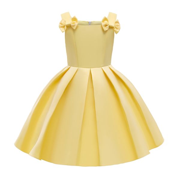 

pretty summer yellow girls dresses big children sleeveless lace floral aline dresses cute princess dress fashion 2021 kids girls clothing, Red;yellow