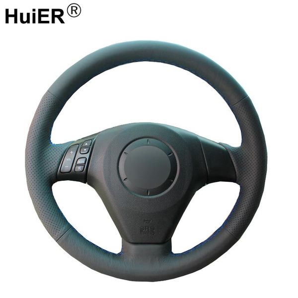 

huier hand sewing car steering wheel cover black leather for old 3 5 6 2003-2009 pentium b70 auto accessorie