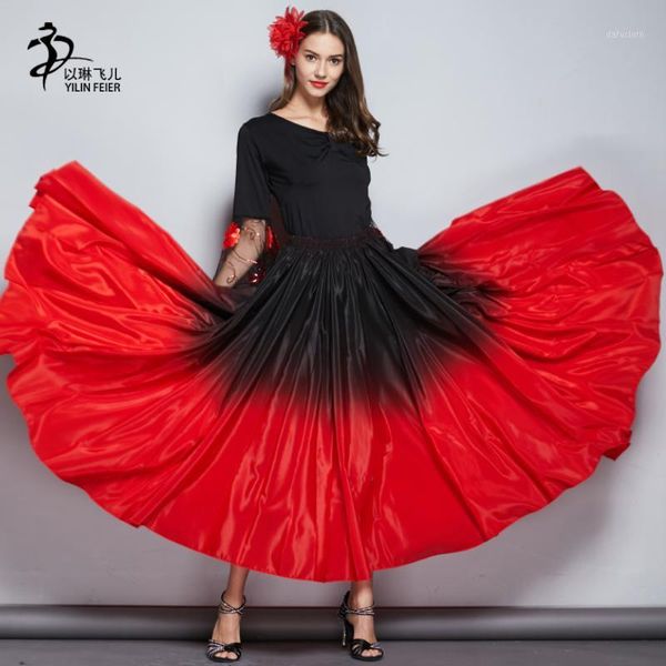 

flamenco dance skirt gypsy skirt robe flamengo enfant spanish dance costumes1, Black;red