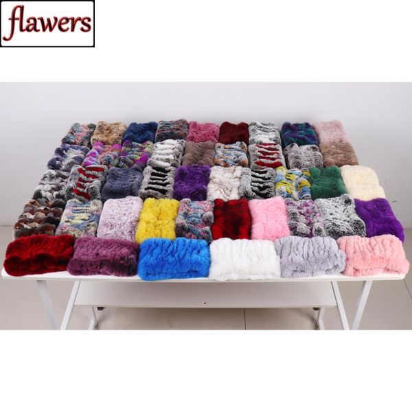 

scarves women handmade stretch 100% real rex fur scarf knit genuine headbands girls natural ring, Blue;gray