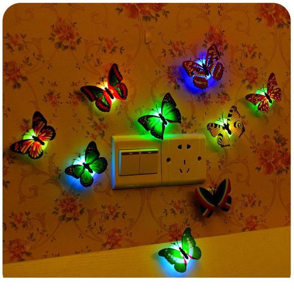 

led 3d butterfly wall stickers night light lamp glowing wall decals stickers house decoration home party desk wa jllerd