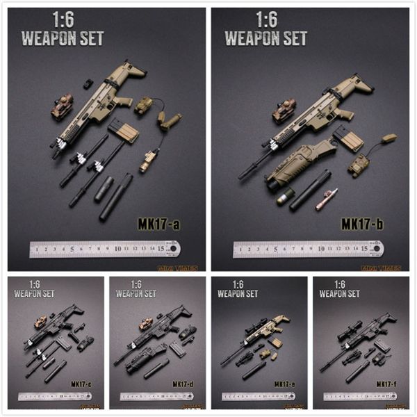 

1/6 scale 6 styles mk17 automatic rifle soldier figure accessory weapon gun model assembly assault rifle model toys diy