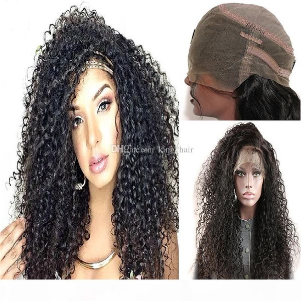 

water wave pre plucked 360 full lace human hair wig 180% density wet and wavy 360 lace frontal wigs, Black;brown