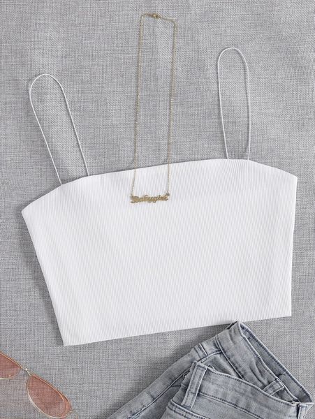 

solid slim cami crop 59gc#, White