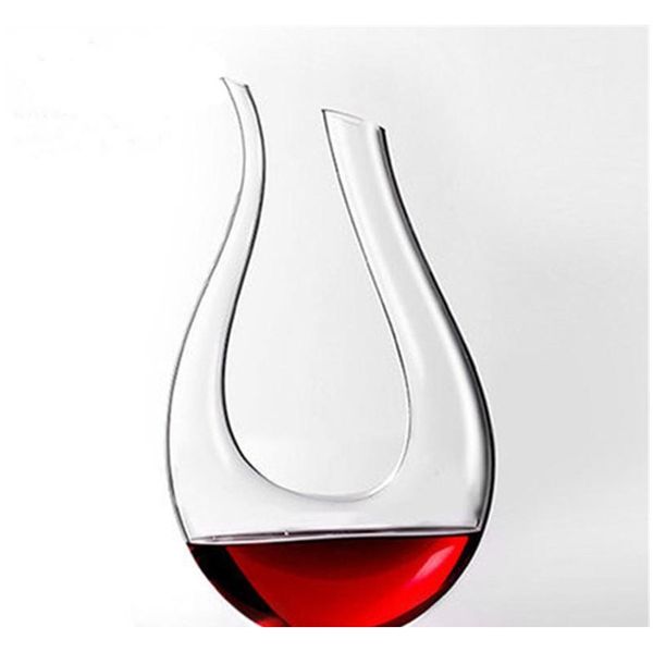 

eco-friendly 1200ml u-shaped glass horn wine decanter party wine pourer red beer carafe aerator bar jllbfs lucky2005
