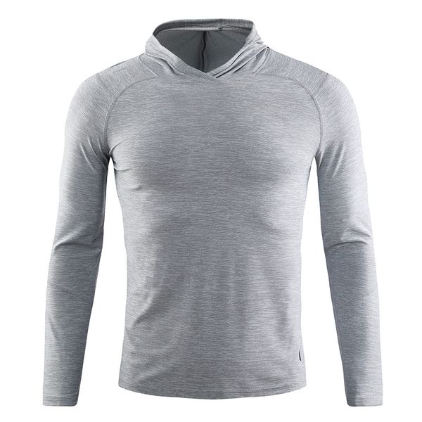 

outdoor t-shirts hat collar compression shirts men bodybuilding gyms sportswear t-shirt long sleeve t shirt fitness tight rash guard, Gray;blue