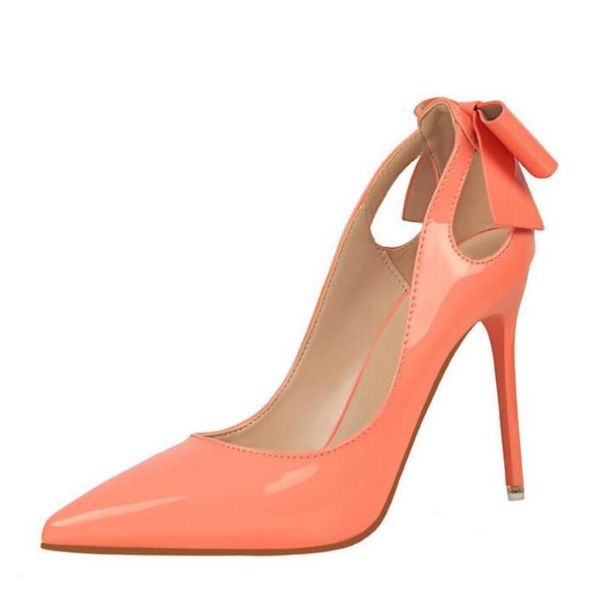 

{d&henlu} brand women's shoes sweet big bow high heels women pumps stiletto thin heel pointed toe hollow high-heeled shoes 10cm, Black