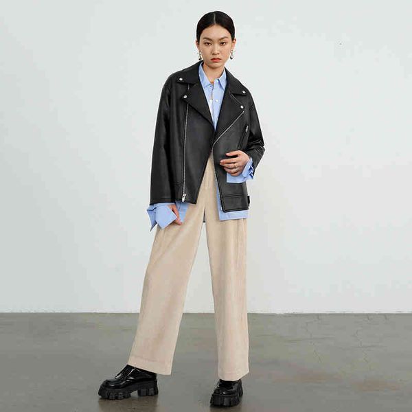 

women's suits & blazers [eam] loose fit pu leather black big size jacket notched collar long sleeve women coat fashion autumn winter 20, White;black