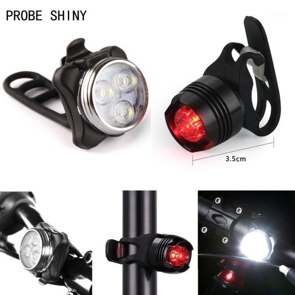 

probe shiny bicycle light rechargeable led bike light bicycle lamp set front tail usb a7111