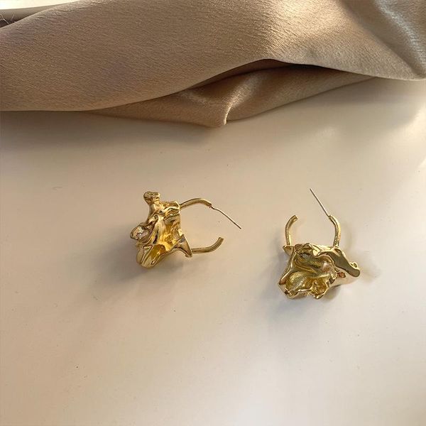 

dangle & chandelier elegant vintage irregular metal gold flower earring for women anti-allergy 925 sterling silver needle pograph accessorie