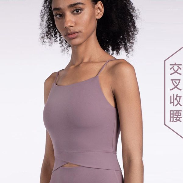 

2020 new style cross slimming camisole sports brassiere double-sided jin bare sense skin-friendly yoga fitness vest /301, White;black