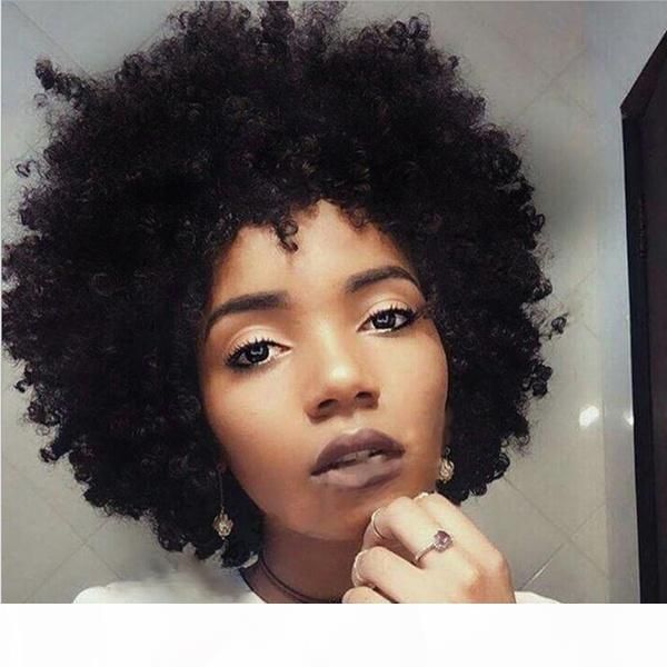 

большая плотность afro kinky завитые full machine сделано человеческих волос парики короткие боб бразильский remy парик волос для женщин бес, Black;brown