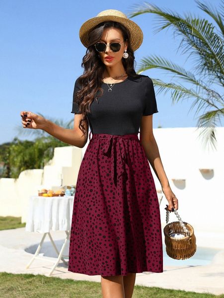 

dalmatian print belted dress q35n#, Black;gray