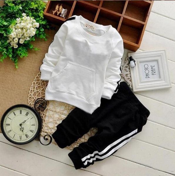 

baby boys girls clothes sets autumn casual child clothing suits sweatshirts pants 2 pcs baby sports clothes suits 1set /2pcs, White