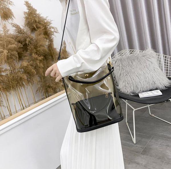 

transparent buckets women handbags purse fashion lady shoulder bags composite bag crossbody totes