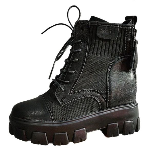 

boots women's 2021 casual stretch short thick-soled increased fashion trendy, Black