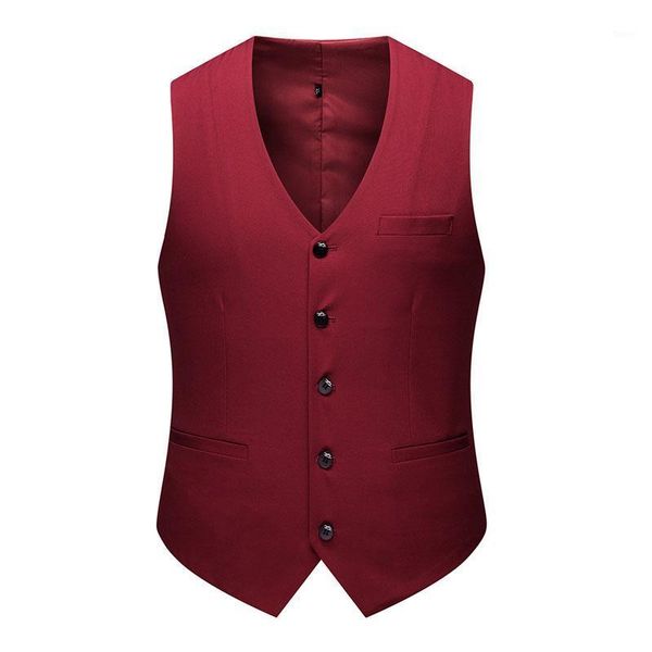 

men's wedding groom red suit vest new slim fit v neck sleeveless dress vests waistcoat male single breasted chaleco hombre1, Black;white