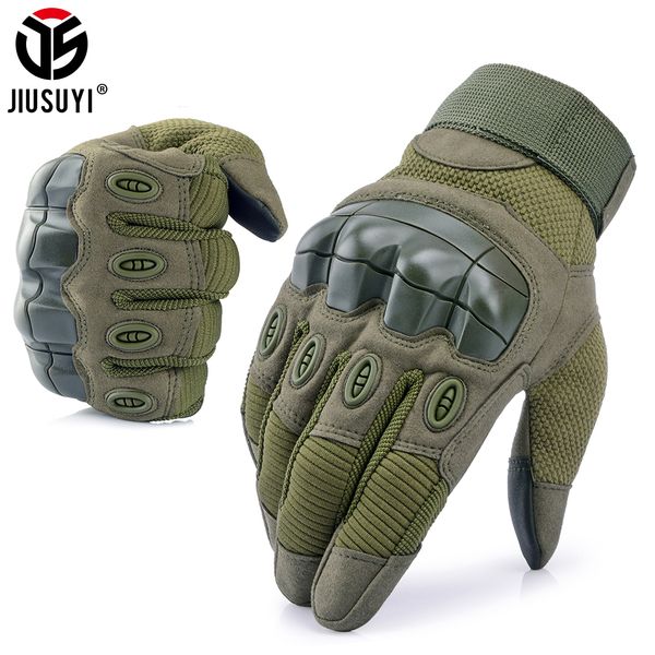 

touch screen tactical military army combat rubber hard knuckle protective gear driving anti-skid full finger gloves men, Blue;gray