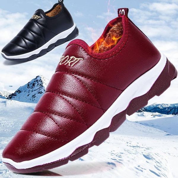 

boots waterproof women winter shoes couple snow warm plush fur inside antiskid bottom keep mother casual boots1, Black