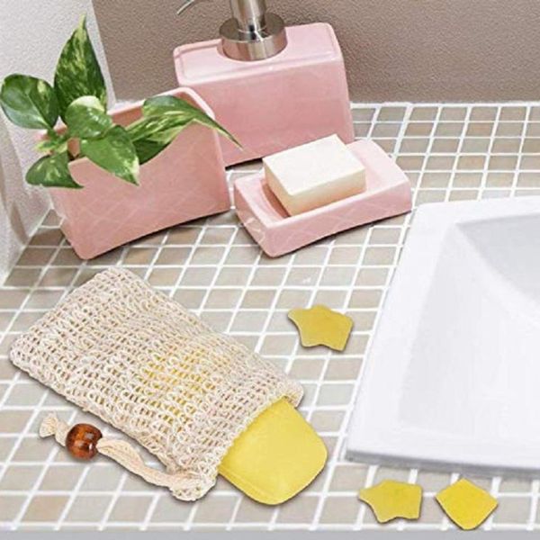 

natural exfoliating mesh soap saver sisal soap saver bag pouch holder for shower bath foaming and drying
