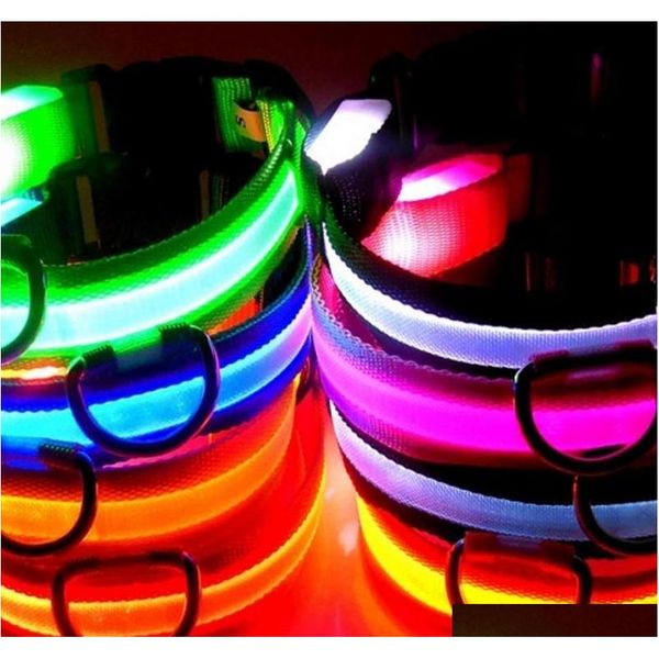 

new fashion led nylon dog collar dog cat harness flashing light up night safety pet collars multi color xs-xl size christmas 87dga