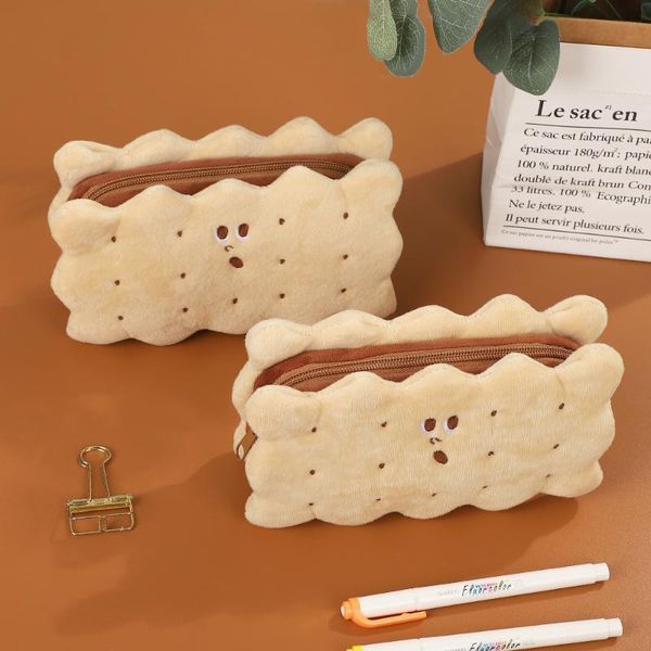 

1 pcs small and cute pen case super practical retro sandwich biscuits gift for girls large capacity pencil bag school supplies