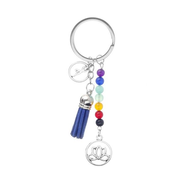 

colorful chakra stone keychain lotus tassel keychain reiki healing yoga natural beaded pendant keychain accessories creative gift 175 j2