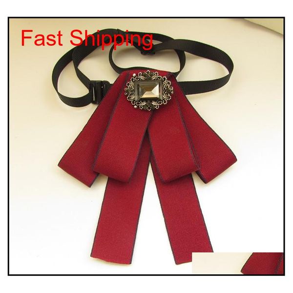 

new dress man women collar bow tie vintage brooches long ribbon tassel woman big bowknot wedding shirts accessories fashion jewelry finfa, Black;gray